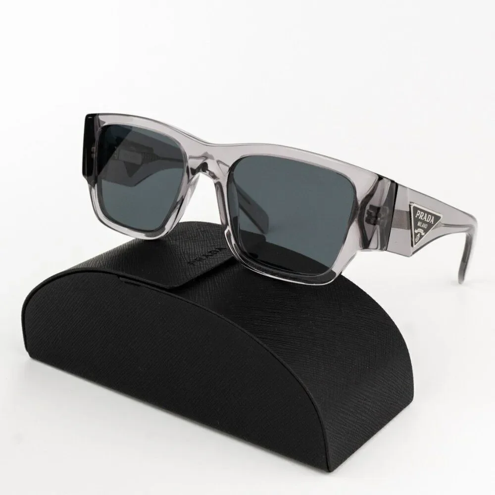 SALE! NEW Prada PR10ZSF 16Z70B Transparent Asphalt Grey Square Unisex Sunglasses
